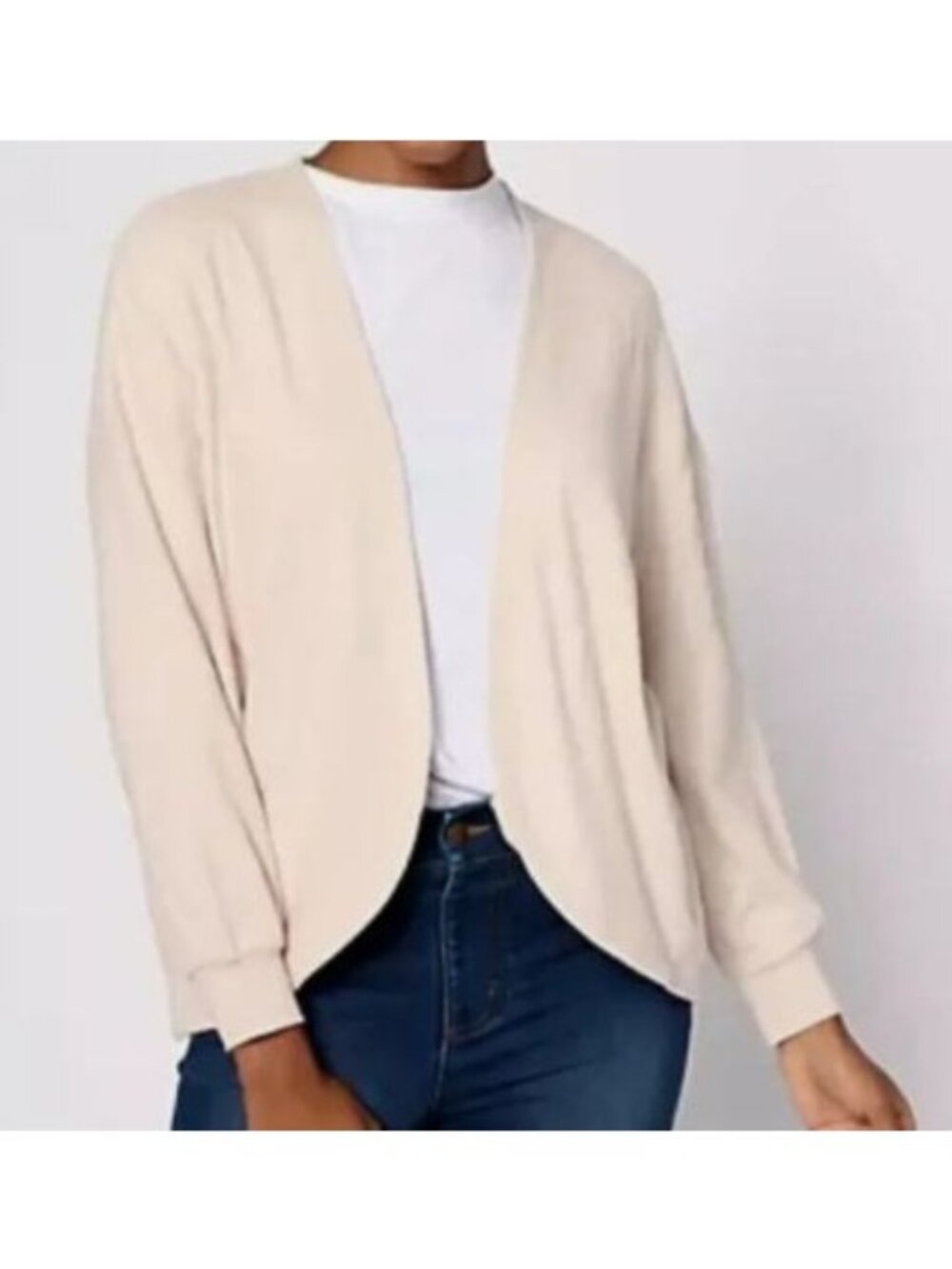 Barefoot Dreams Malibu Brushed Fleece Circle Pen Cardigan Sweater Bisque 2X NWT